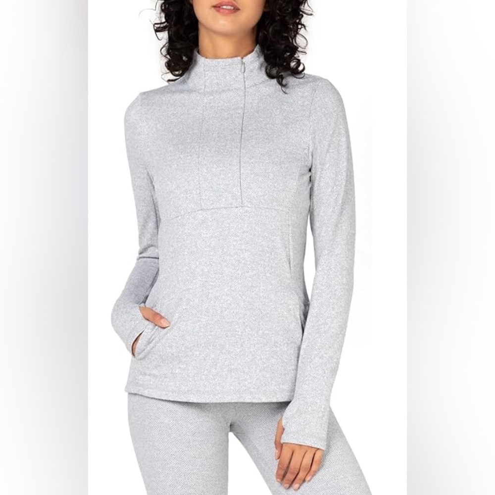 Kyodan‎ Lorelai mock neck half zip sweatshirt, gray size petite small